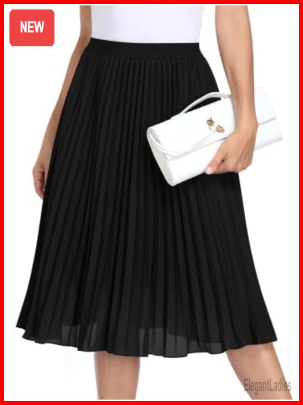 Womens Midi Skirt Chiffon Pleated High Waist A Line Flowy